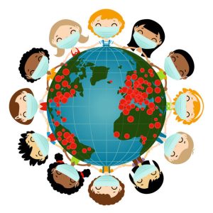 children in masks around the globe